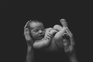 black and white, hands, dad, newborn, baby