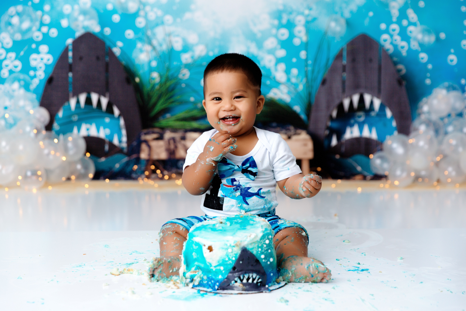 First Birthday Cake Smash Shark Theme Kona Hawaii